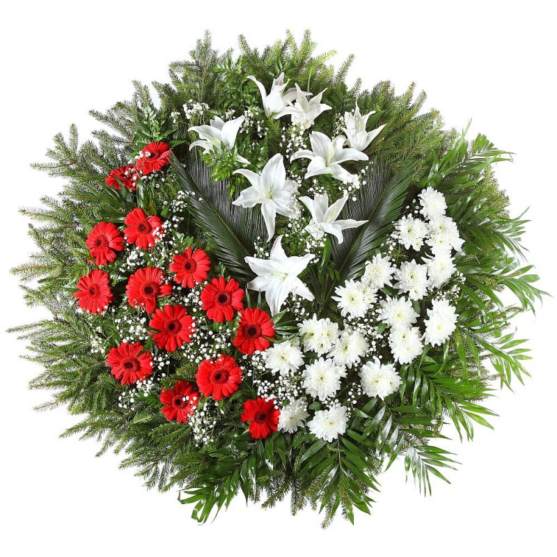 Lilies and min Gerberas funeral wreath