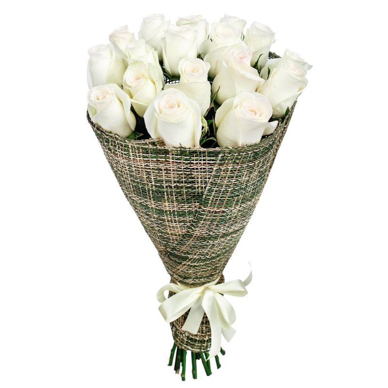 Pugét 18 bílých růží